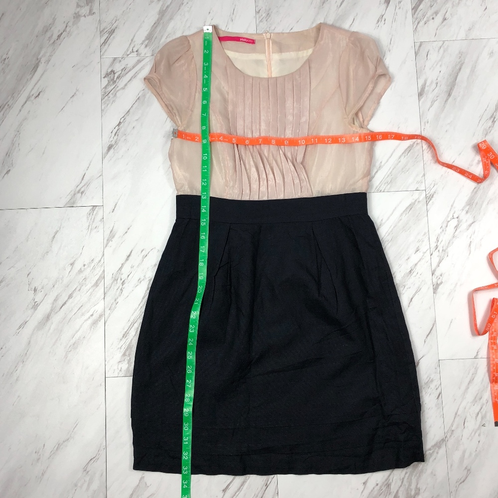 Navy & Cream Pinkyotto Dress Size Medium EUC - Picture 3 of 6